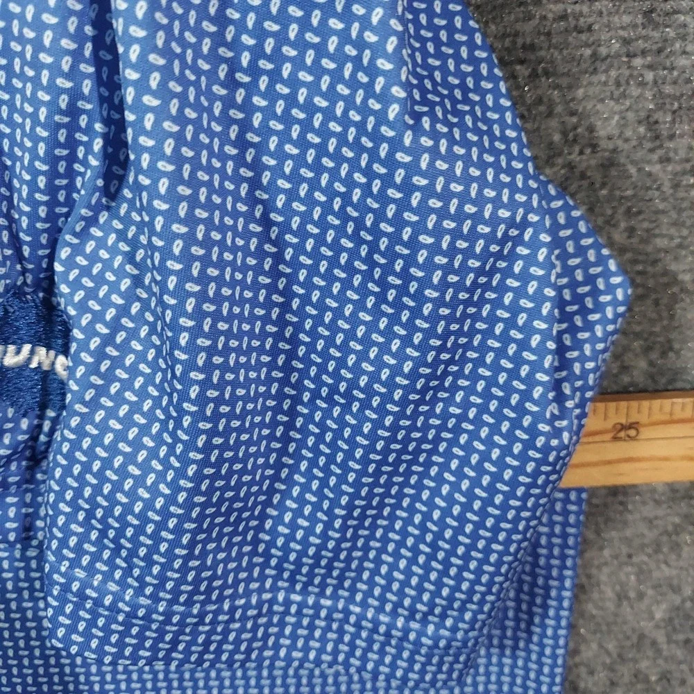 Donald Ross Polo Shirt‎ Mens Extra Large Blue Micro Print Golf Muncie Patch Knit